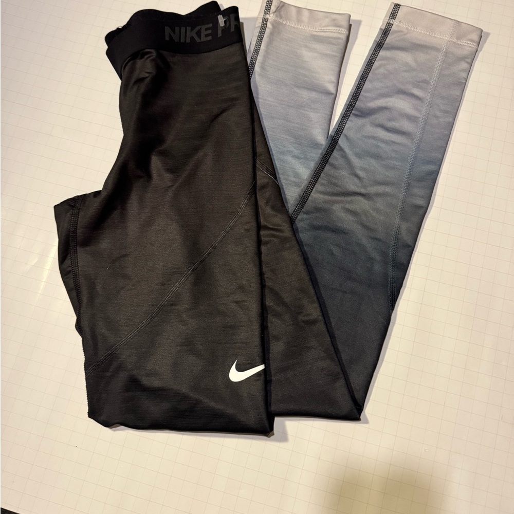 Nike Pro Black and Gray Gradient Leggings